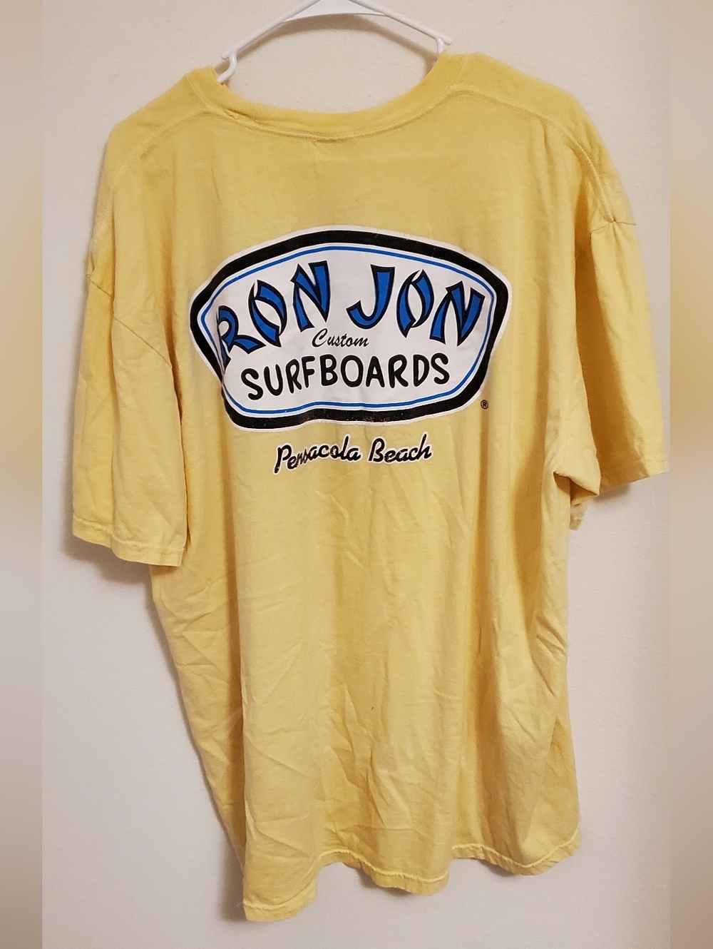 Ron Jon Surfboards Pensacola Beach  Comfort Colors Pale Yellow Crewneck Tee